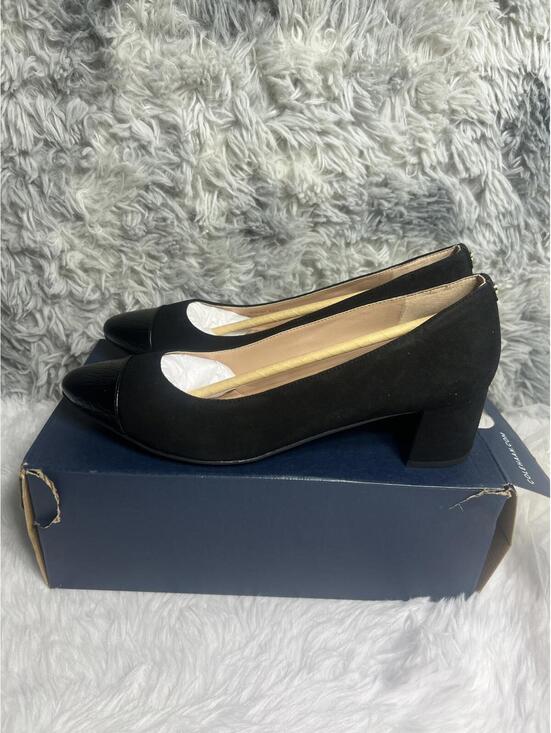Cole Haan Shoes - Cole Haan Black Low Block Heel Pumps with Croc-Embossed Toe